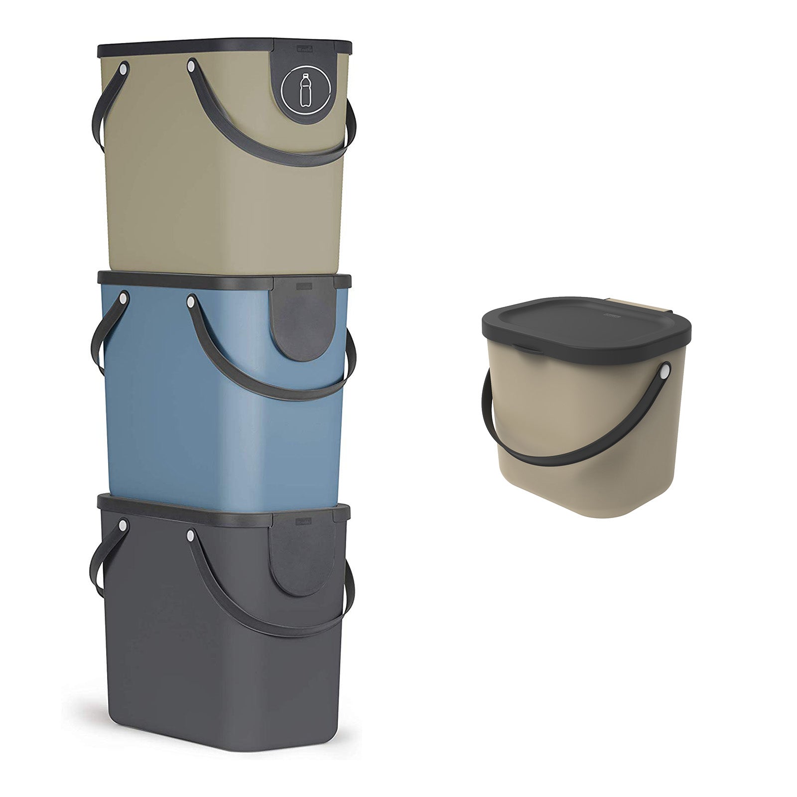 Secchio Per Compost Rotho Albula 3,2 Litri - Con Coperchio E Manico, Marrone - Foto 2