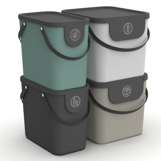 Set 4 pz Contenitore per la raccolta differenziata 2 x 25 l + 2 x 40 l ALBULA