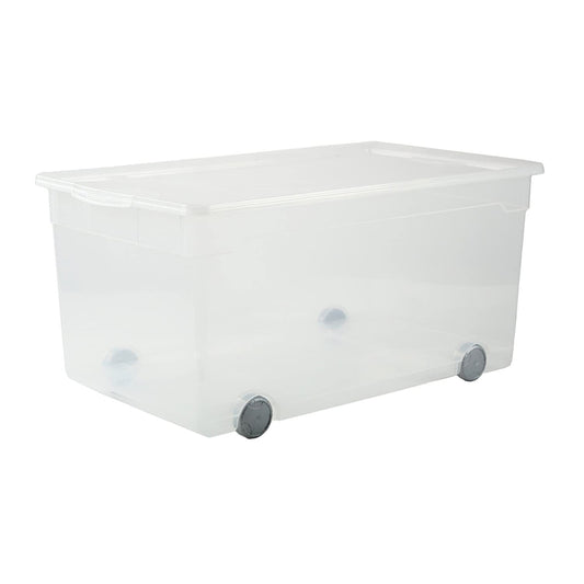 Transparent box with wheels 63 l CLEAR