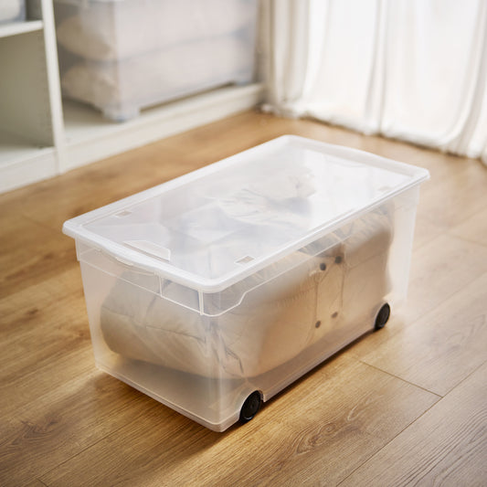 Transparent box with wheels 63 l CLEAR