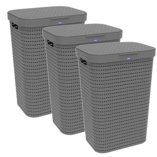 Laundy Basket 3pc Set with Lid 55L l COUNTRY
