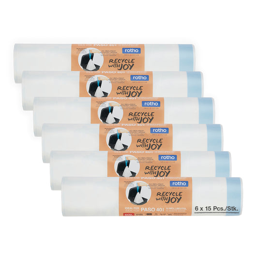 6 Set di 15 sacchi per pattumiera a pedale 40 l PASO