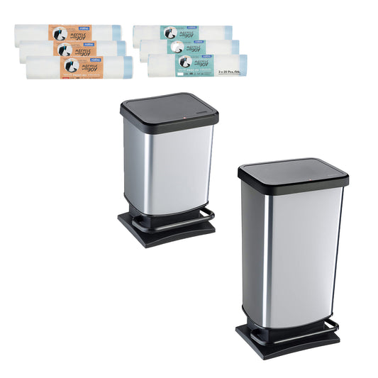 Set Pattumiera a Pedale 20 l e 40 l  con inclusi i sacchi per la pattumiera PASO