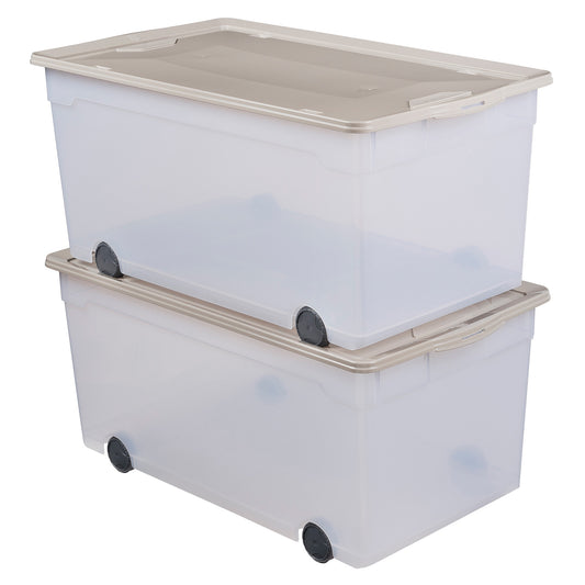 Set di contenitori con ruote 63 L | CLEAR