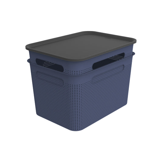 Rotho Eco Compact Storage Box, 4.5 Liter (27 x 18,5 x 15 cm),  Blue/Anthracite